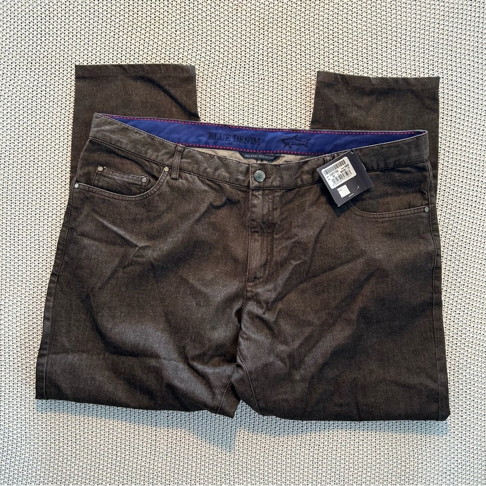Paul & Shark Yachting Dark Brown Straight Leg Blue Denim Jeans NWT $321